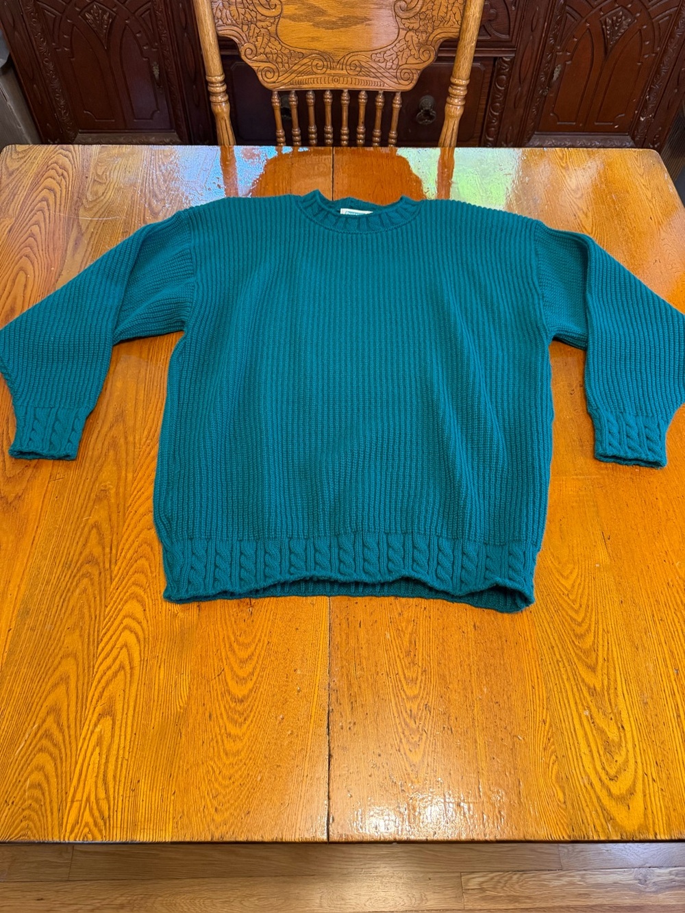 Vintage Mervyns  Partner Women’s Teal Ribbed Knit Crewneck Sweater size 2
